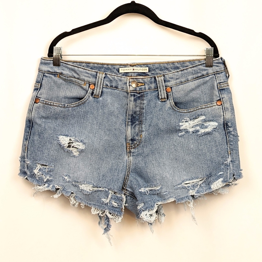 Tommy Hilfiger Shorts Distressed Cut Offs High Waisted Hipster Vintage size 12